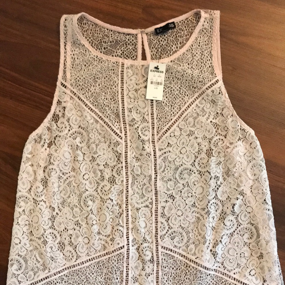 Express light pink lace tank